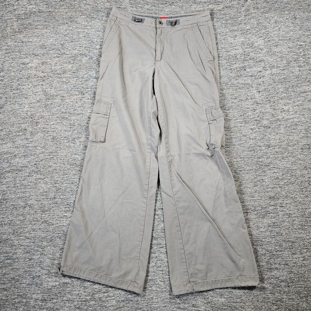 Vintage Y2K Esprit Womens 7 Pants Wide Leg Cargo Baggy Khaki  Beige Light Grunge